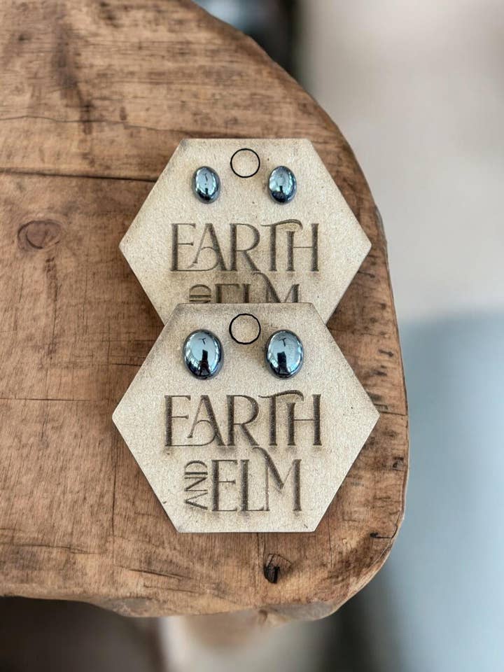 Hematite Oval Studs for wholesale by Earth & Elm