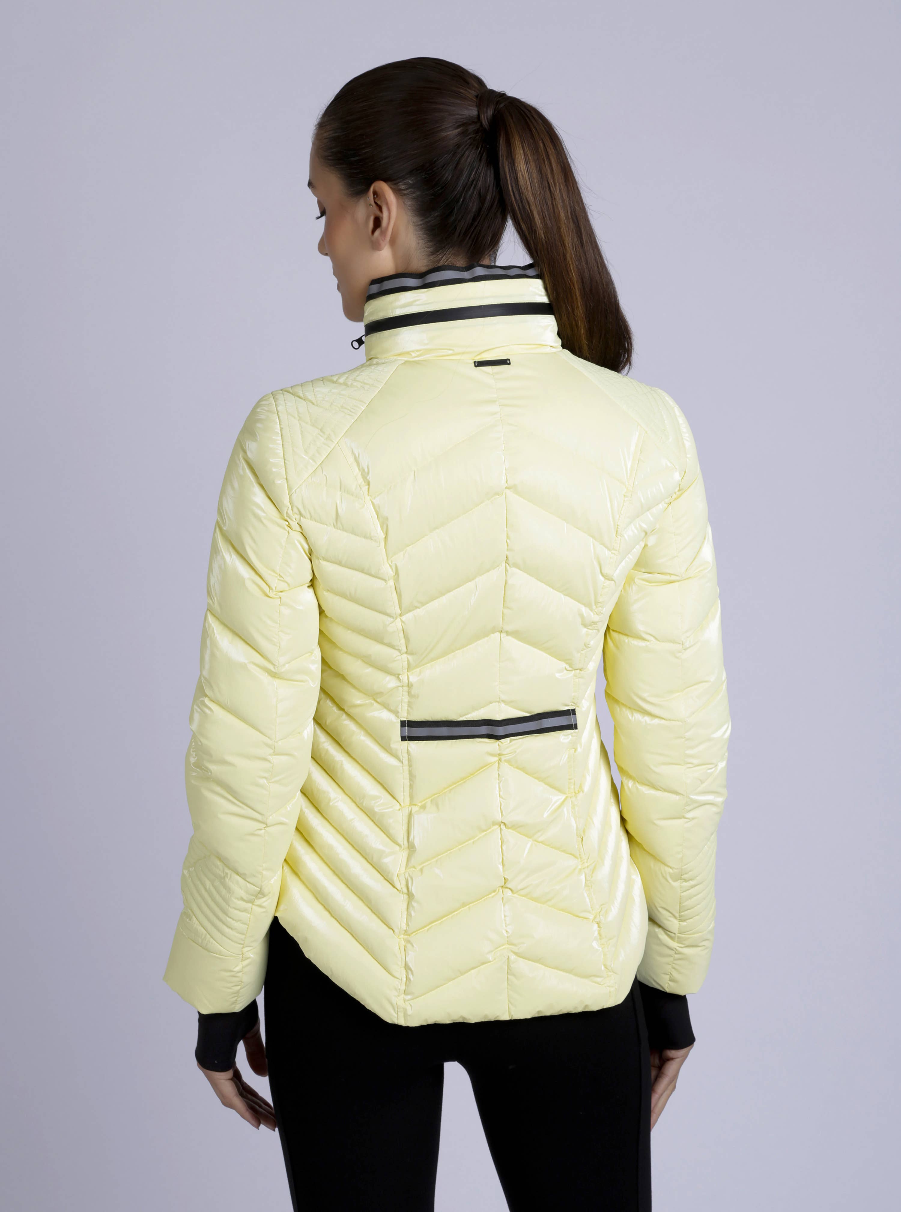 Blanc Noir - Vente Doudoune – femme - Doudoune Super Hero avec bordure réfléchissante - LL9