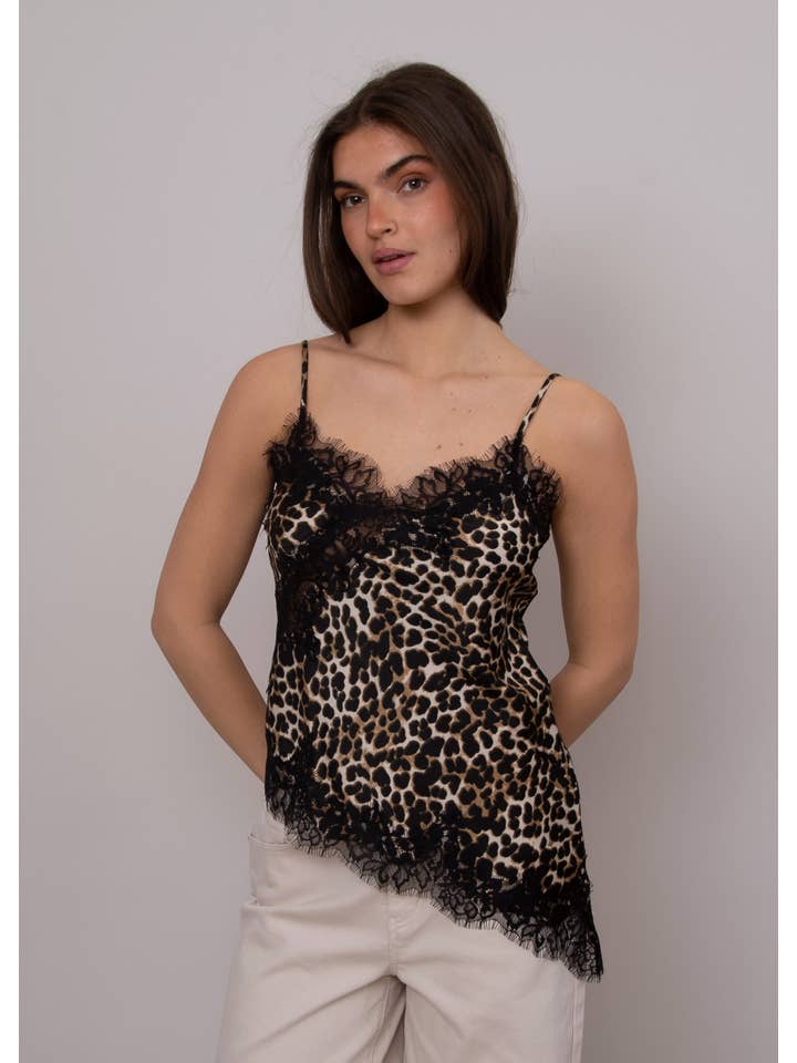 RD Style - Wholesale Camisole - Women's - REILA ASYMMETRIC CAMI W/ LACE TRIM- 57W451S13
