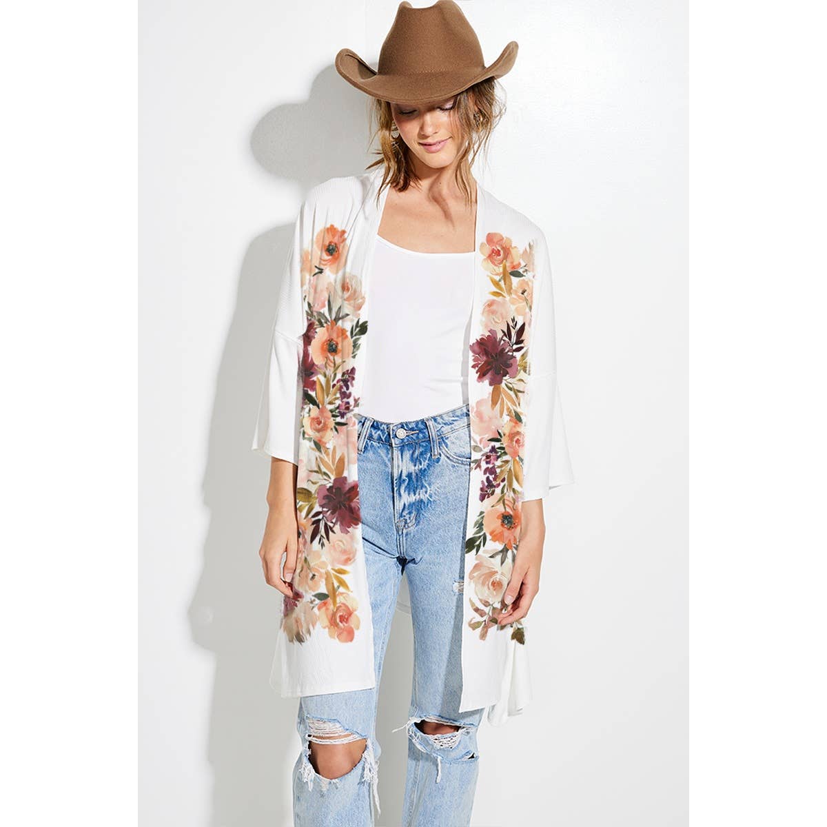 Phil Love - Wholesale Kimono - Women's - Flower print kimono cardigan0