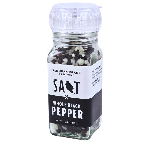 Organic Pepper Salt Grinder for wholesale by San Juan Island Sea Salt
