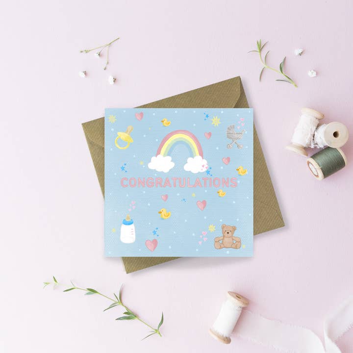 Ny baby Grattis hälsningskort för wholesale av Sayers Studio