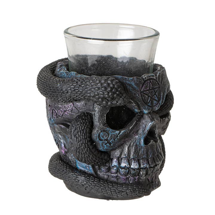 Pacific Trading - Venta al por mayor Vaso de chupito - 15951 Vaso de chupito con calavera y serpiente