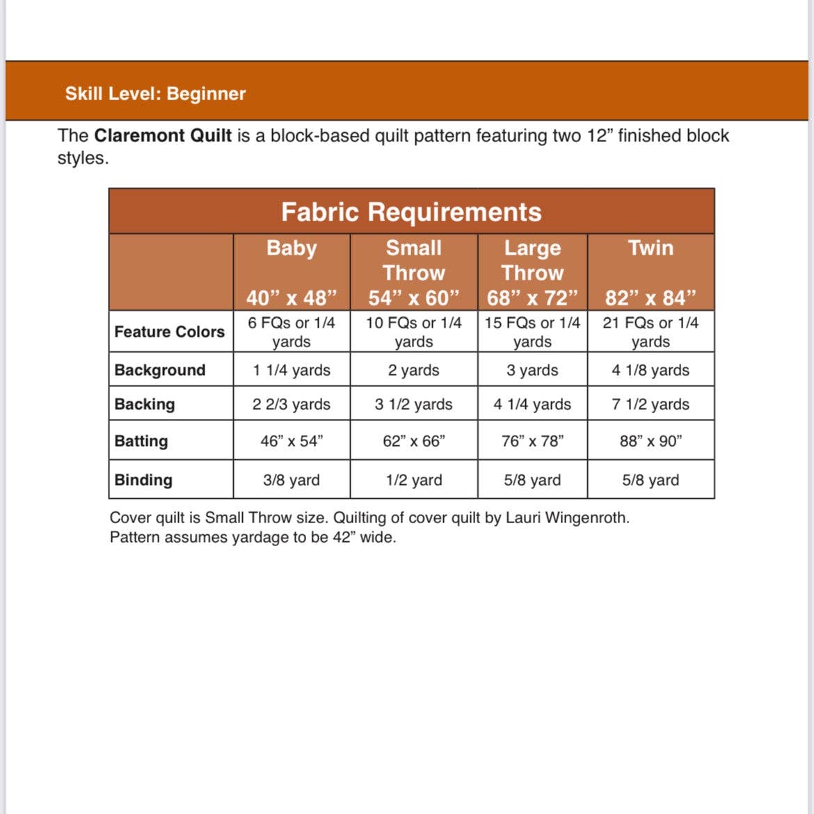 Nollie Bean - Wholesale DIY Craft Kit - Claremont Quilt Pattern (Printed)4