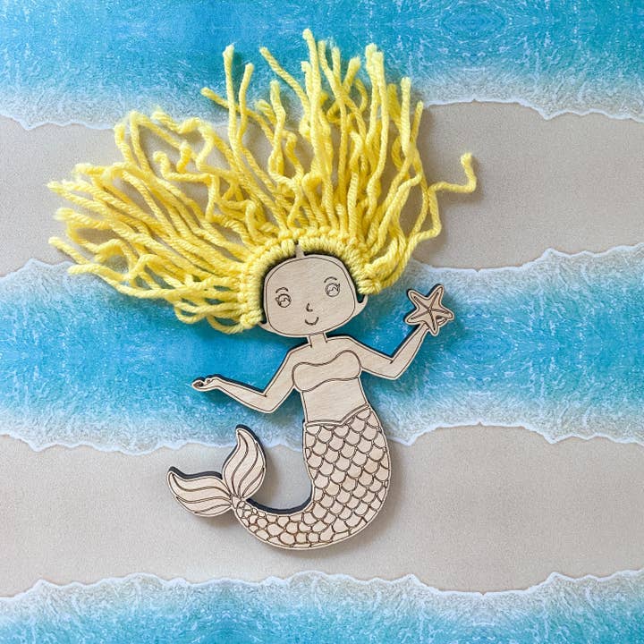 Coral and Cove Co. - Wholesale DIY Craft Kit - Kids - Mermaid DIY Yarn and Paint Kit with different hair color options