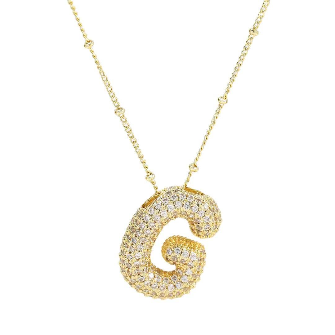 Savvy Bling - Wholesale Pendant/Charm Necklace - Initial CZ Balloon Bubble 18K Gold Necklace6