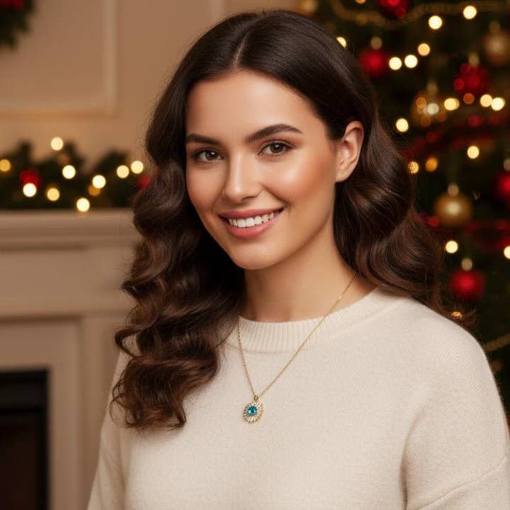 Smeralfiore - Handmade Necklace Made in Italy 18K Gold Zirconia and Emerald Crystal | Unique Christmas Jewelry for wholesale by OE!