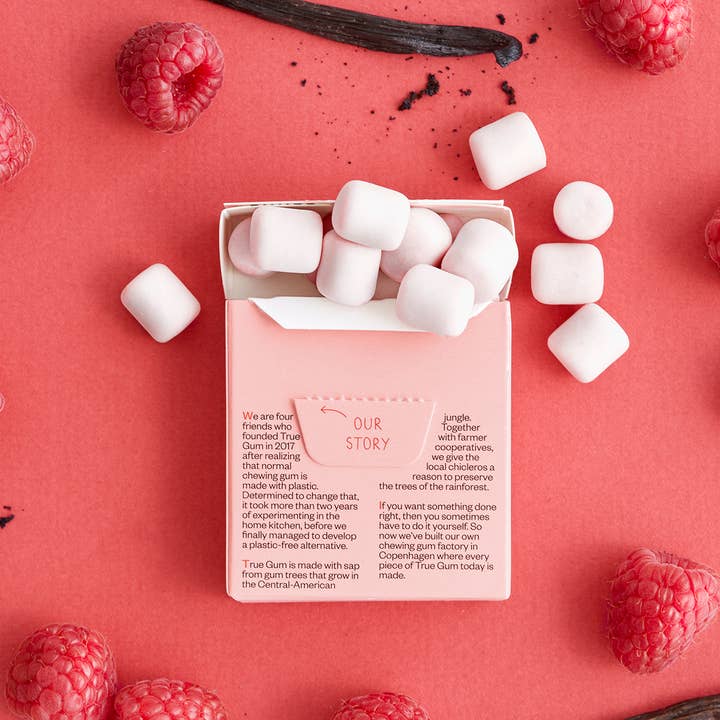 Gourmandise - Wholesale Chewing Gum - Plastic-free gum Raspberry and vanilla flavour TRUE GUM