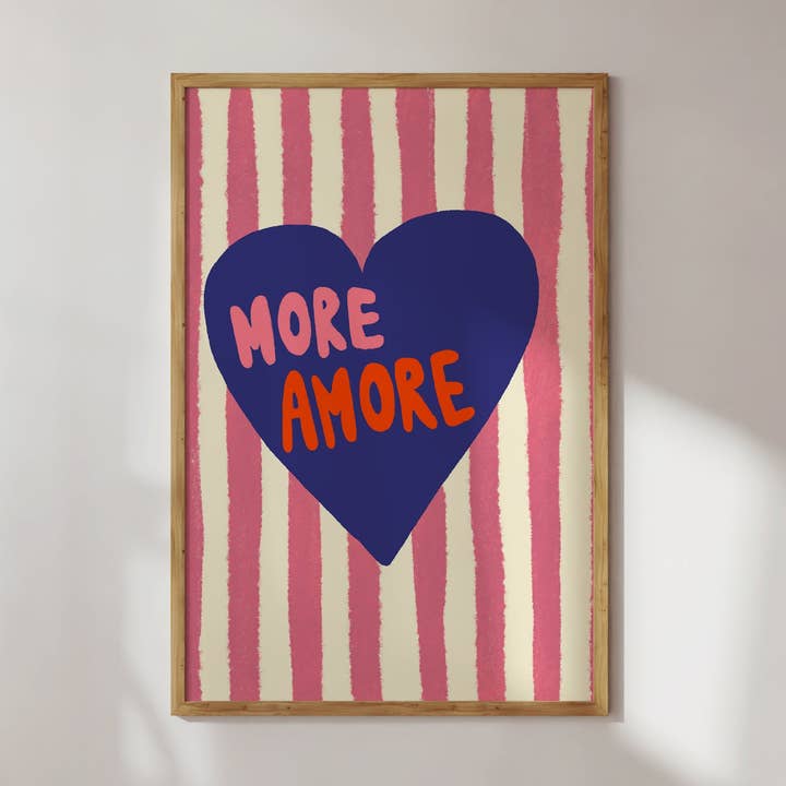 AFFICHE PLUS AMOUR ROSE BLEU pour la vente par Studio Dolci