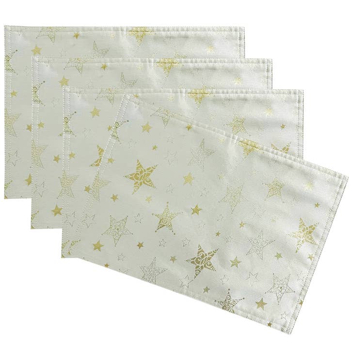 Fennco Styles - Wholesale Table Runner - Holly Star Ivory Holiday Tablecloth Runner Napkin Placemat