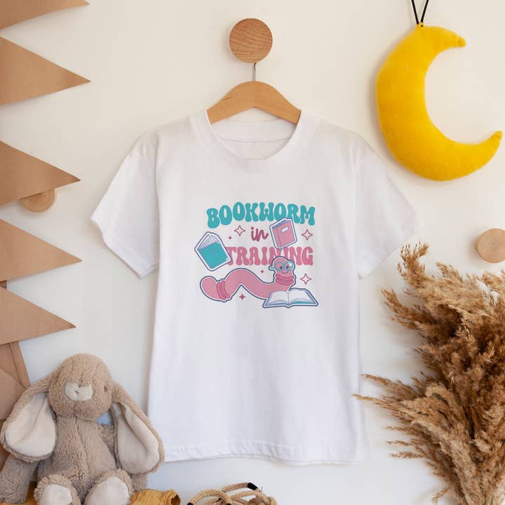 Bookworm In Training Toddler and Youth Shirt for wholesale by Itsy Bitsy Bella Co