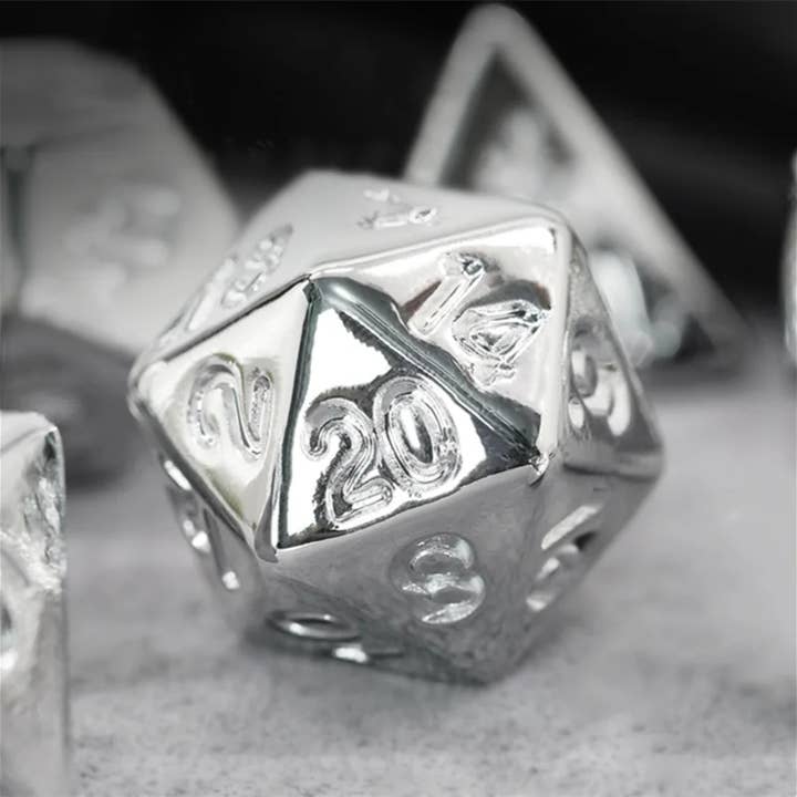 DnD Emporium Co – wholesale Dice – Silver Plating 7 Pcs Dice Set DnD1
