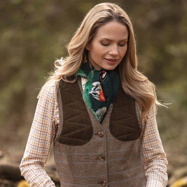 Clare Haggas - Venta al por mayor Chal - Mujer - Paseo por el Lado Salvaje Chal de Lana y Seda Verde Bosque