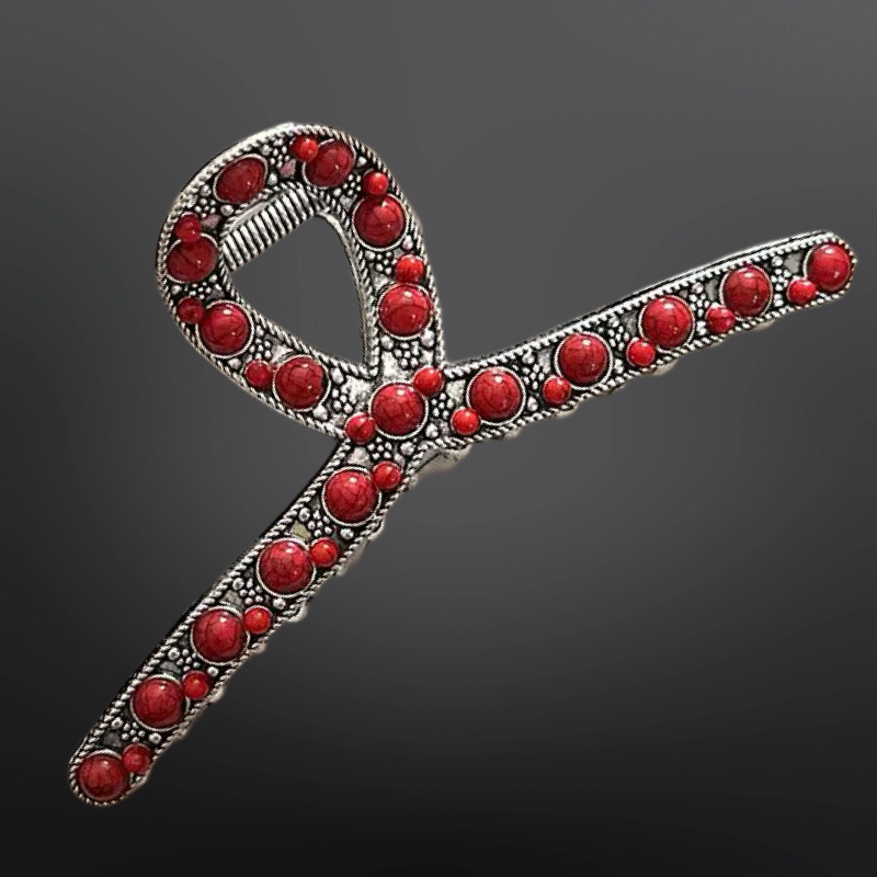 Westrian International - Vente Pince à cheveux – femme - Pince à cheveux perlée avec griffe en corail turquoise occidental4