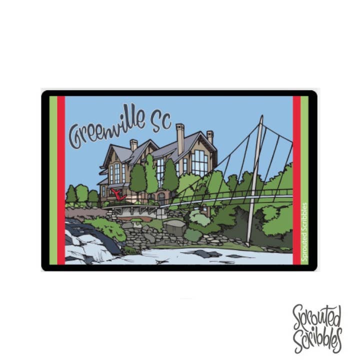 Sprouted Scribbles - Wholesale Sticker - Greenville SC Sticker - Grand Bohemian Liberty Bridge