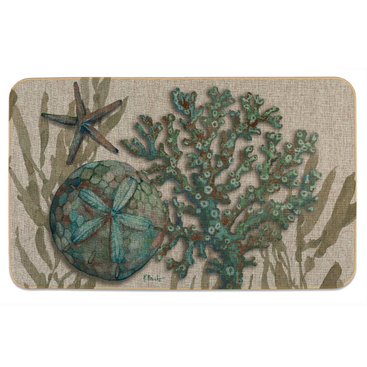 Tapis de sol aspect lin naturel - Crescent Beach Shells pour la vente par CounterArt/Highland Home/Thirstystone