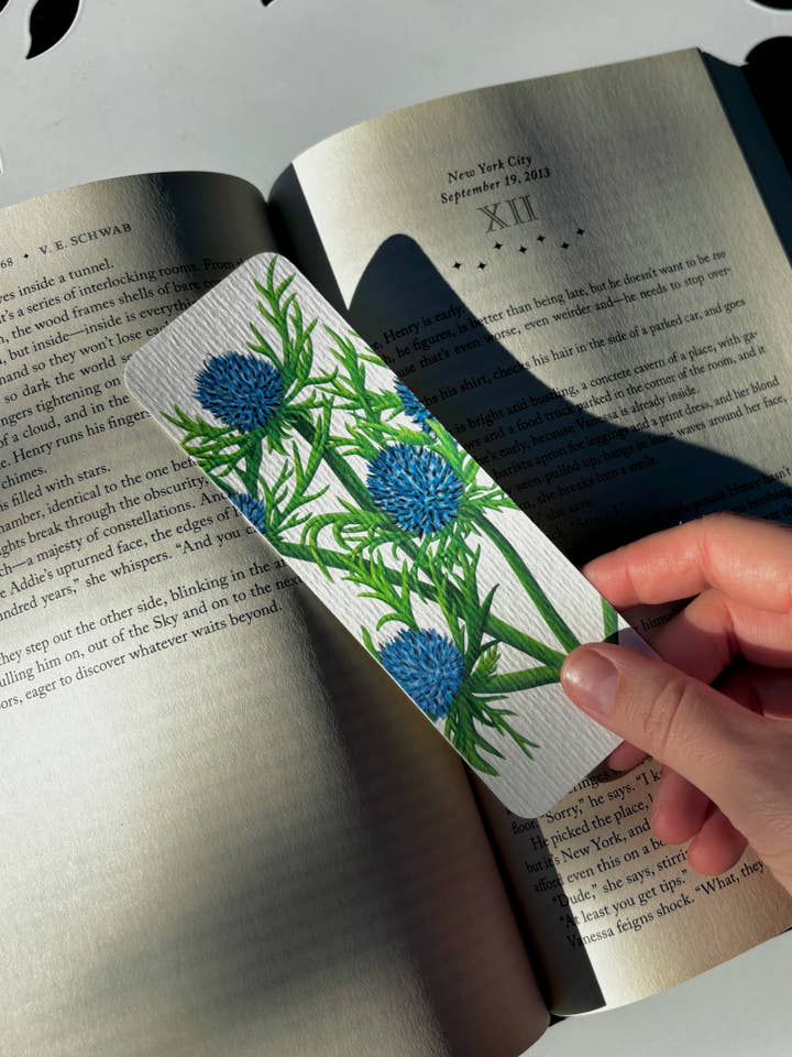 Thistle Watercolor Bookmark – Botanical Cottagecore Design for wholesale by Petrichor & Co.
