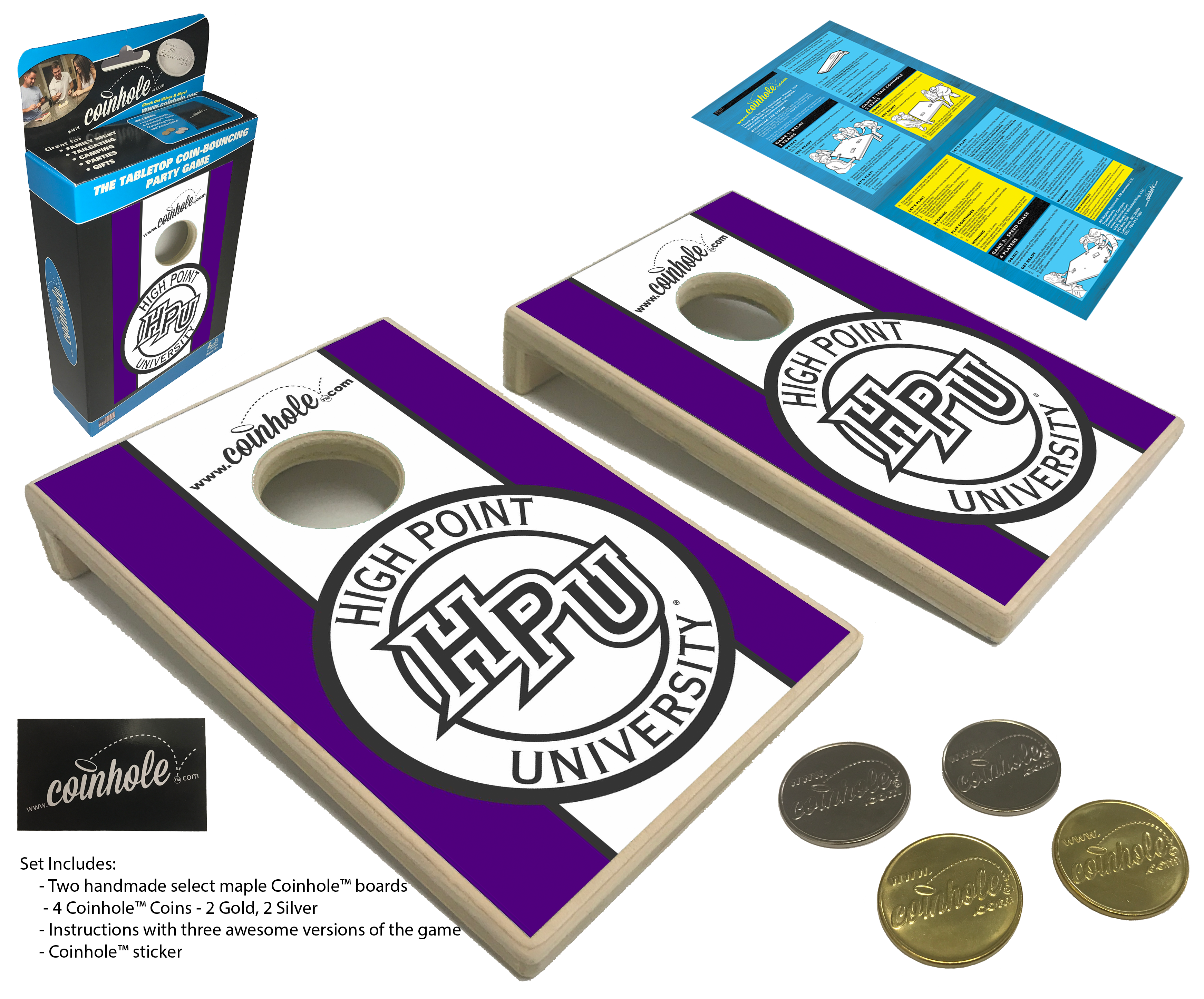 Coinhole - Wholesale Board Game - High Point University Coinhole® Tabletop Game Set0