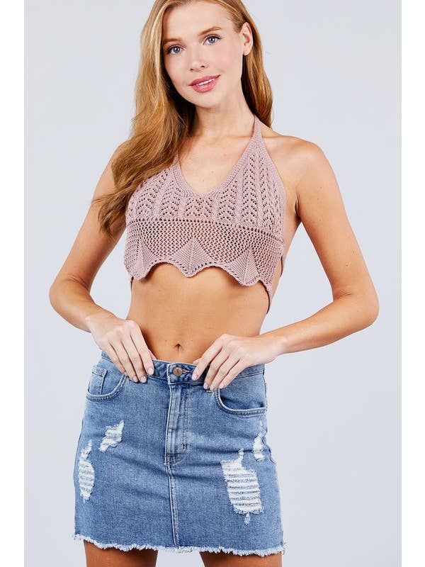 MintChoco – Großhandel Strickoberteil – Damen – TIEFEM V-AUSSCHNITT HINTEN GEBUNDENES HÄKELPULLOVER-BH-OBERTEIL3