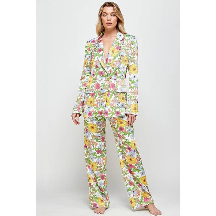 Ensemble 2 pièces Blazer à imprimé floral pour la vente par LUXYUSA