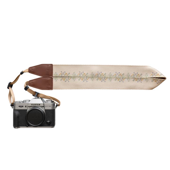 Flower Field Tan Camera Strap for wholesale by Wildtree