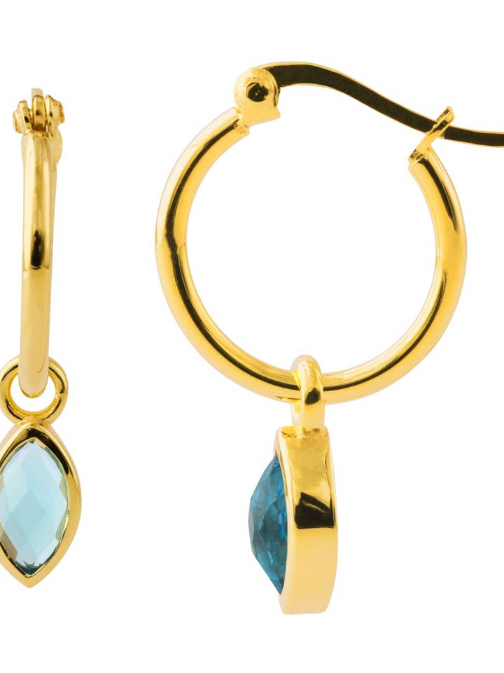 Créoles en argent, plaquées or 18 carats, avec topaze pour la vente par Campur GmbH