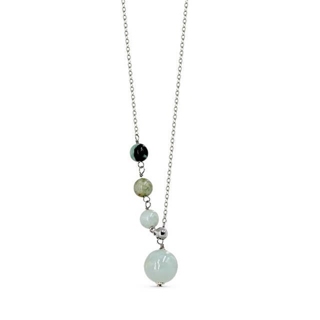 Human Design Studios - Wholesale Pendant/Charm Necklace - Silver Adjustable Offset Jade Necklace0