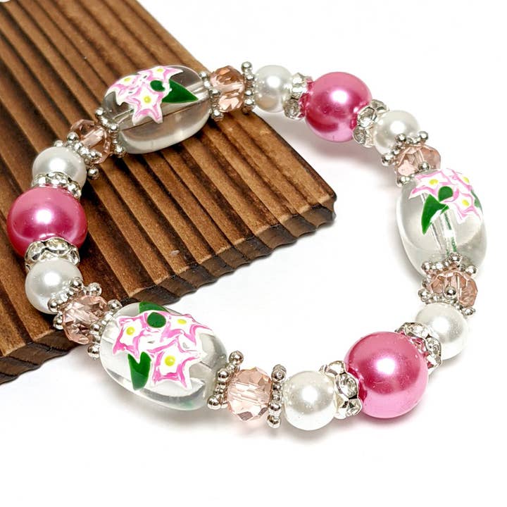 Fiona Accessories - Vente Bracelet de perles - Bracelet en forme de rose lavande, oeillet, jasmin, mayflower8