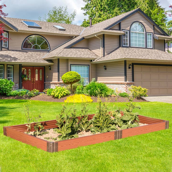 Quickway Imports – suporte para vasos de plantas por atacado – Caixa de plantador de flores de cama de jardim ao ar livre com aparência de madeira18