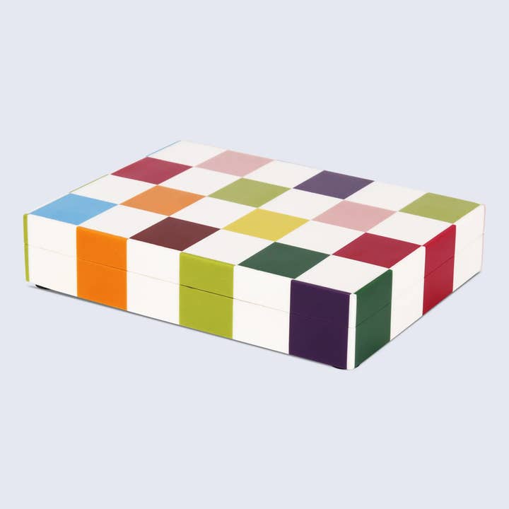 Decorative Boxes Medley Jester Pattern Resin Inlay Collection in 7 Sizes, Multicolor for wholesale by Muqeem & Brothers