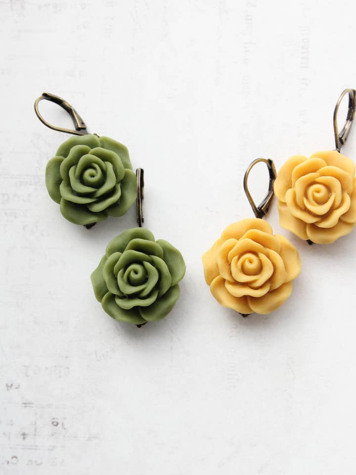 Rose Earrings - (28 colors/styles) for wholesale by A Pocket of Posies