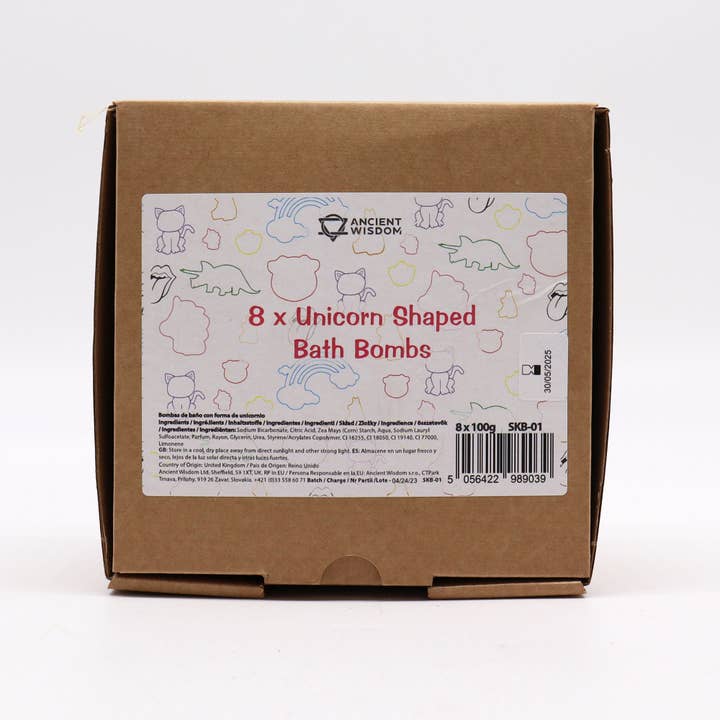 AWGifts Europe - Venta al por mayor Bombas de baño - 8 bombas de baño con diseño de unicornio, 100 g, color maracuyá