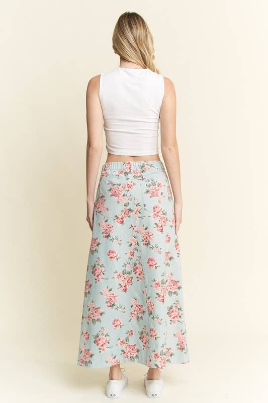 JADE BY JANE - Wholesale Skirt - Women's - FLORAL PRINT DENIM SKIRT3