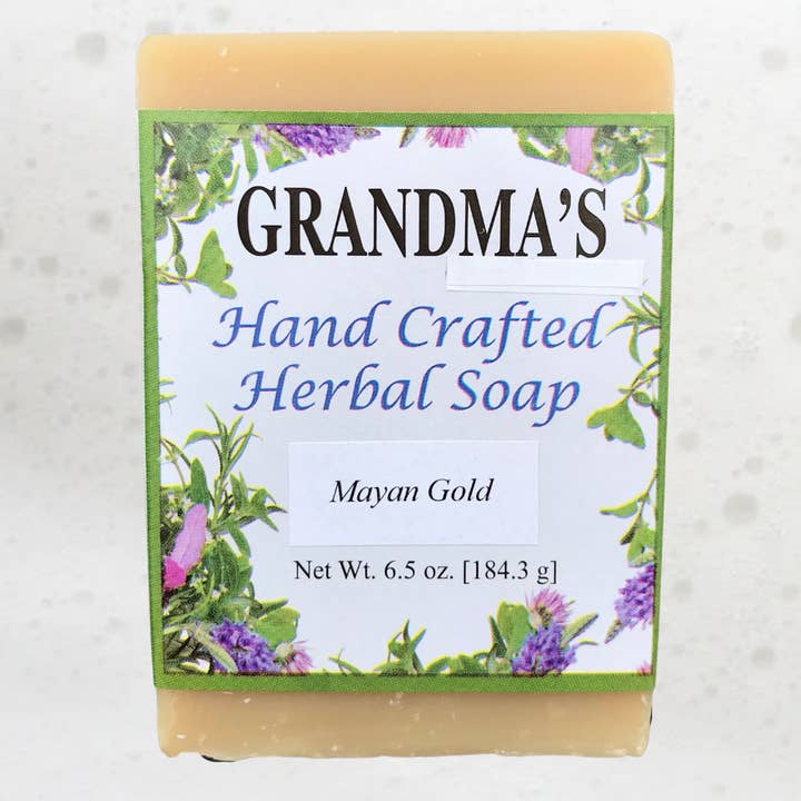 Grandma's Hand-Crafted Soaps - Wholesale Bar Soap - Mayan Gold Herbal Soap Bar, 6.5 oz.-S1