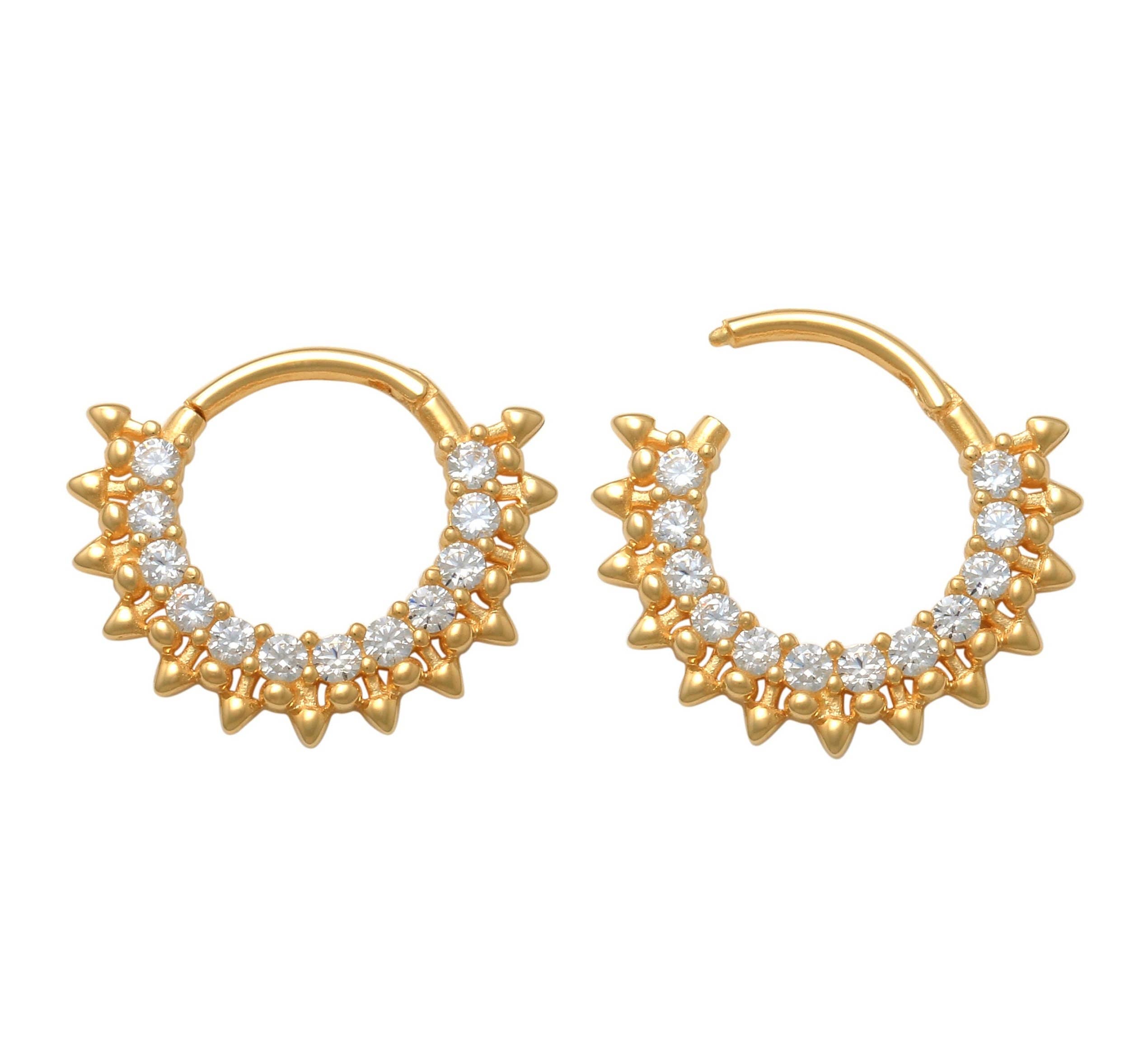 Zahav Jewelry - Wholesale Multi-Stone Ring - 10kt Solid Gold Septum Ring, Daith Piercing, Nose Hoops #112