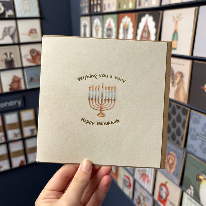 Hannukah Gold Foil card for wholesale by lil wabbit
