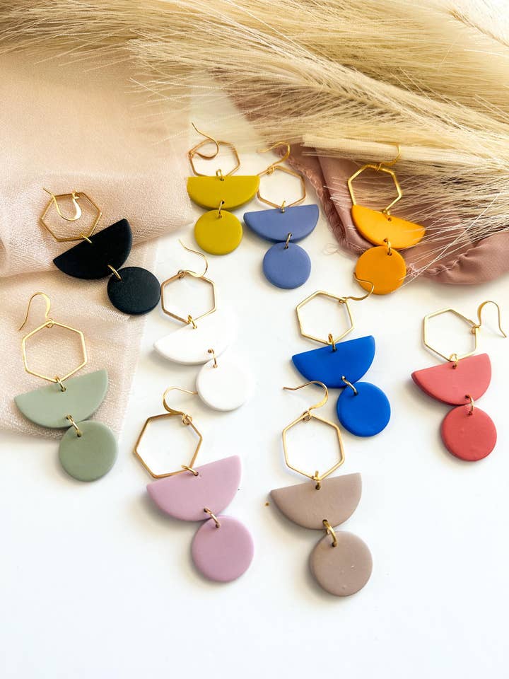 Hexagon Dangles (Lots of Colors in listing!) for wholesale by Freckled Wing Design