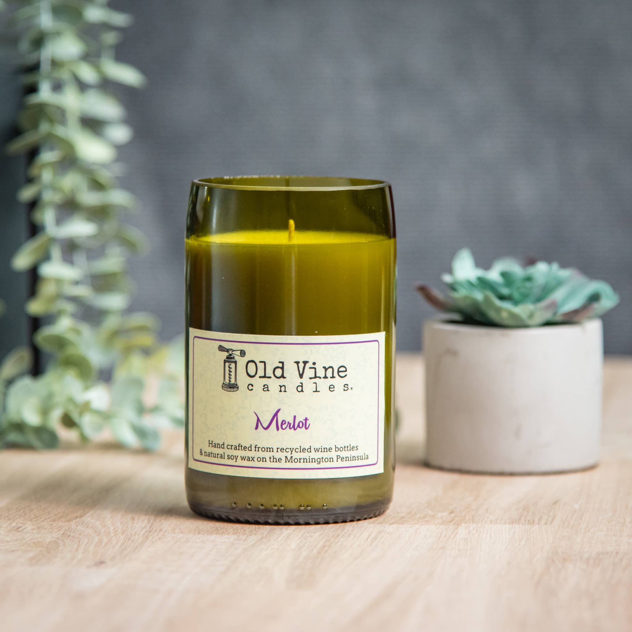 Old Vine Candles - Wholesale Jar/filled candle - 'Merlot' Recycled Wine Bottle Candle
