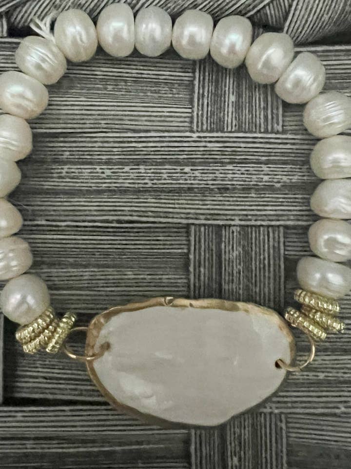 Fresh Water Pearl Oyster Shell Bracelet for wholesale by S.a.l.t. Handcrafted