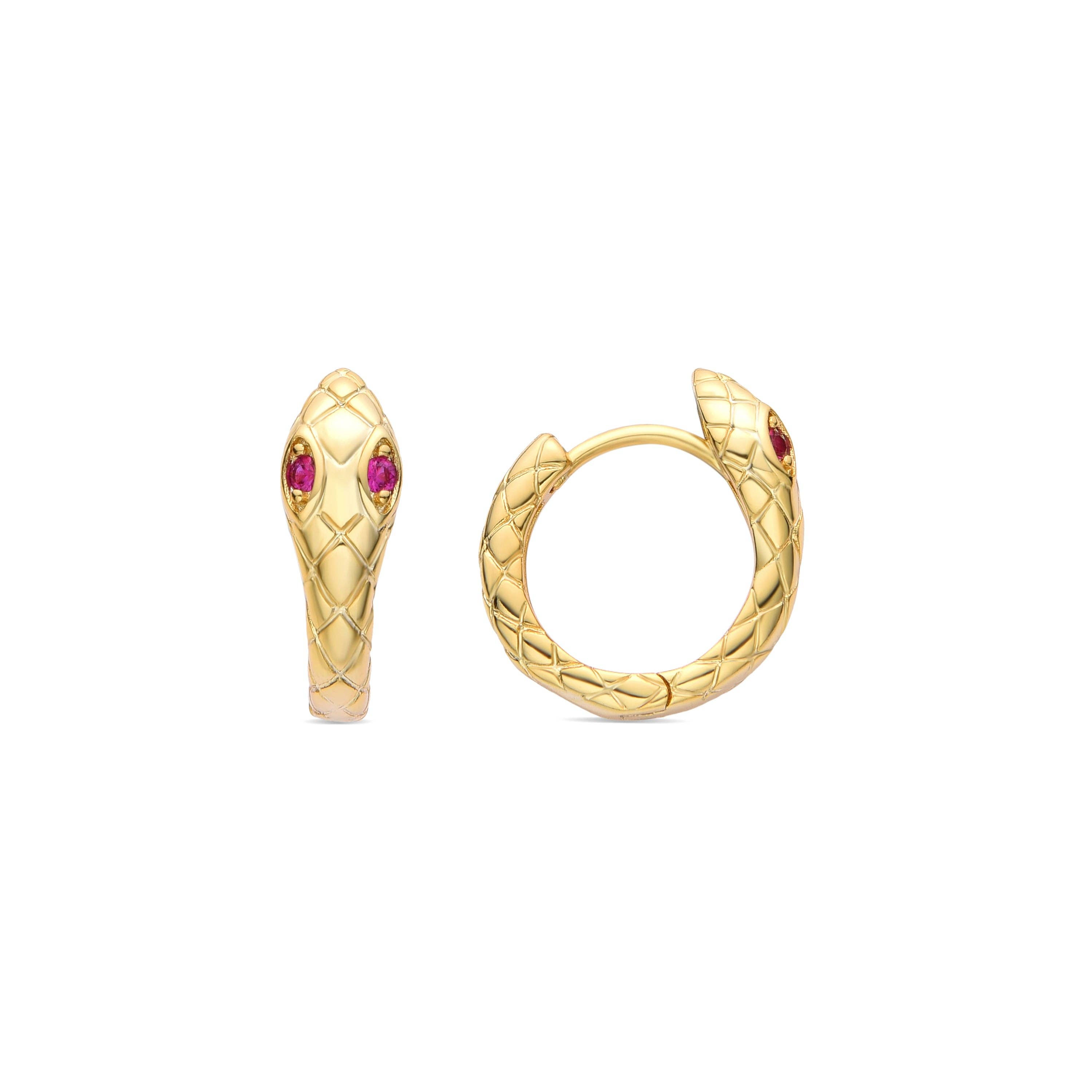 Luxenter - Wholesale Hoop Earrings - Pendientes de Circonita Rubí acabados en oro amarillo de 18K - Madsi0