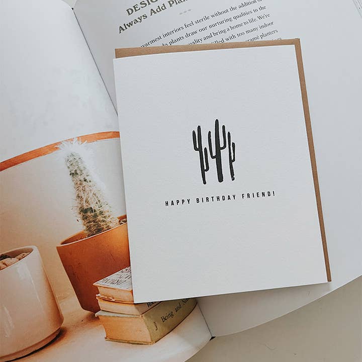 Maddon and Co – postal de parabéns por atacado – Cartão Cactus Feliz Aniversário - Preto2