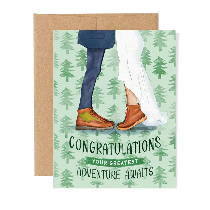Congratulations Adventure Wedding Card | Hiking Elopement for wholesale by New Summits