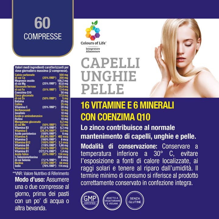 OPTIMA NATURALS – Großhandel Nahrungsergänzungsmittel/Vitamin zum Einnehmen – Haar-Nagel-Skin, 60 Tabletten, 1000 mg