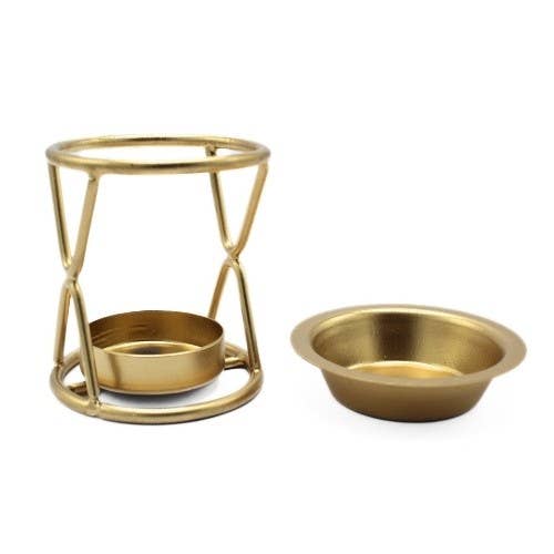 Green Tree - Vente Porte-encens - Brûleur d'encens en fer à finition dorée, 7 x 6 cm1