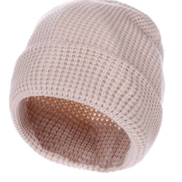 42POPS – Gorro - Mulher por atacado – ",....SI-27143 Gorro de Malha Waffle em Algodão Orgânico Misturado1