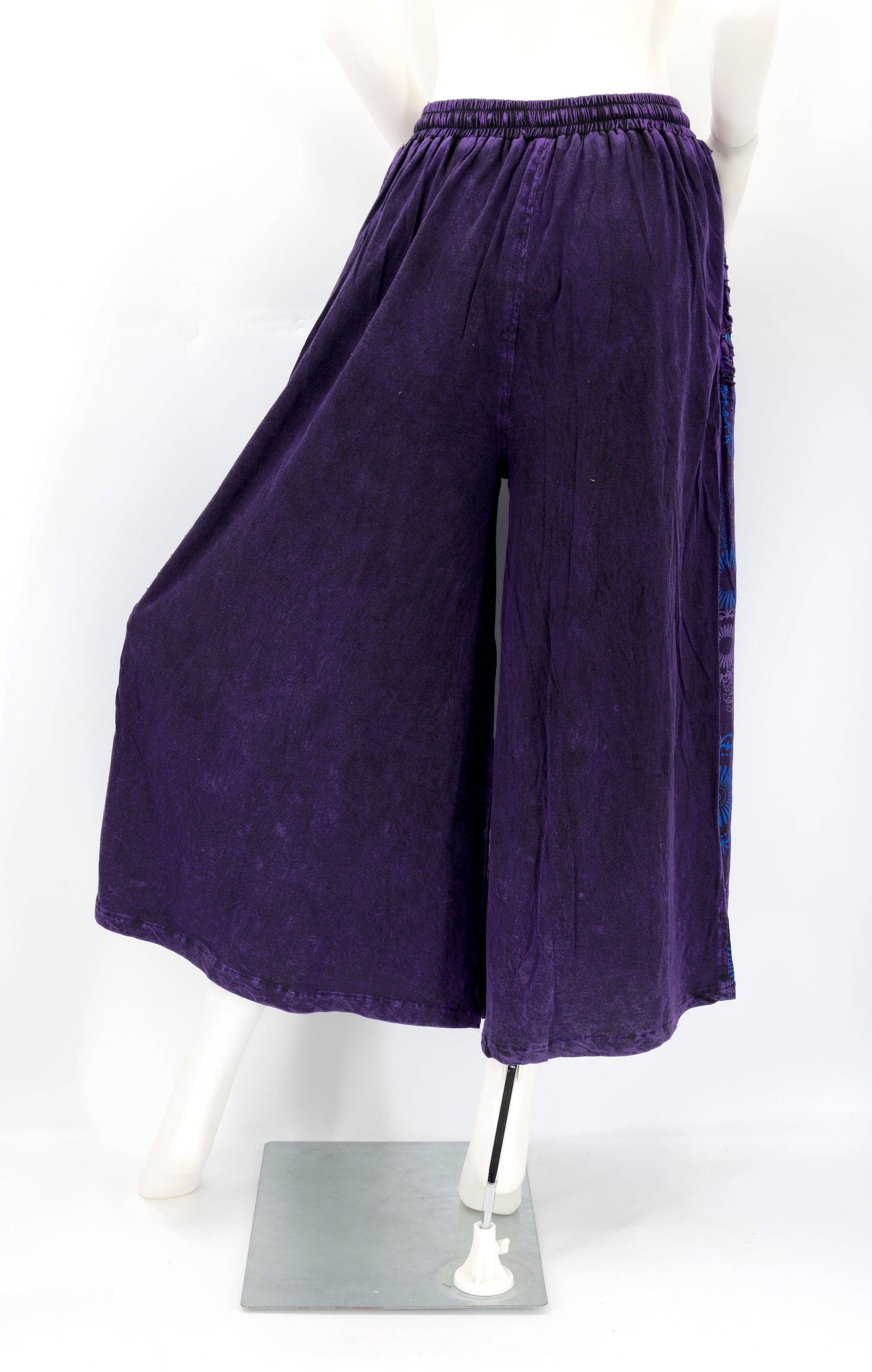 Himalaya Handmade - Wholesale Pants - Women's - Floral Embroidered Wide Leg Cotton Palazzo Pants10