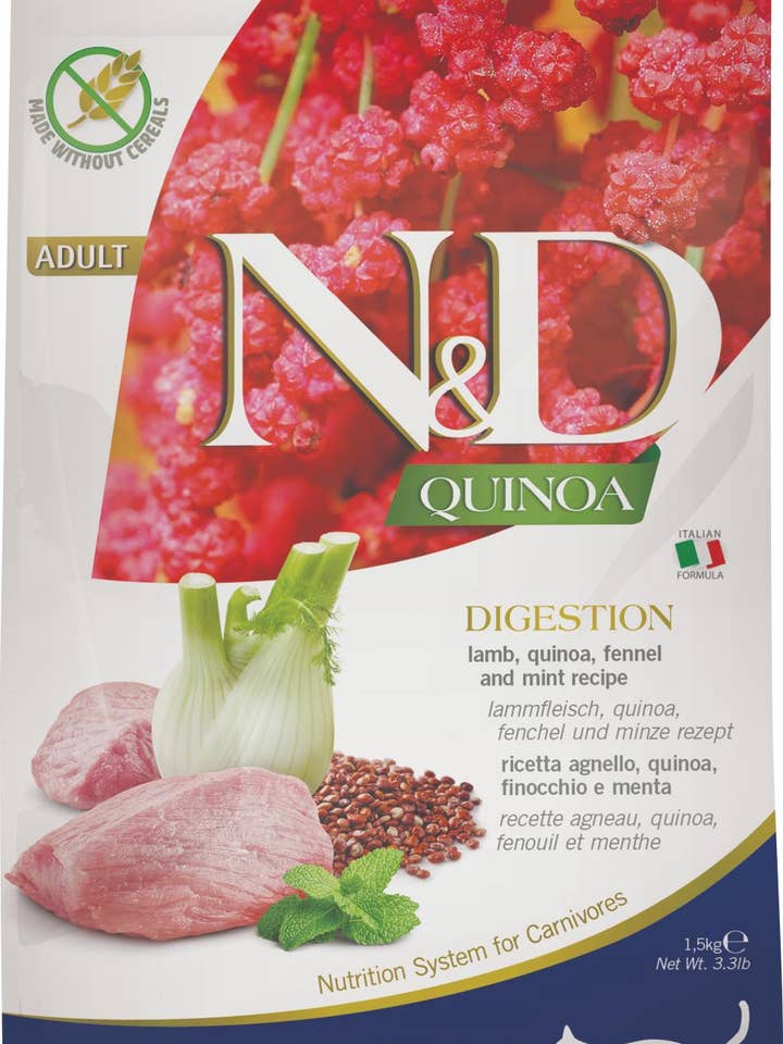 N&D Quinoa Cat Digestion Lamsvlees 1,5 kg. voor wholesale door Finest Petfoods