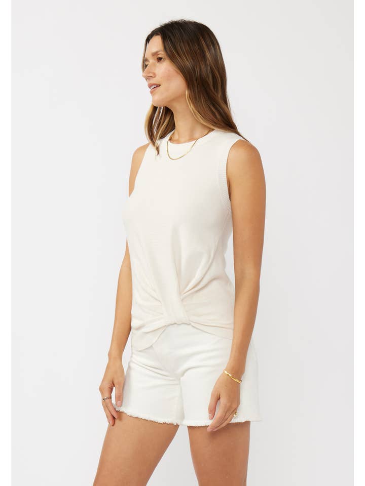 Lovestitch - Wholesale Tank Top - Women's - Ribbed Knot Front Sweater Tank 1