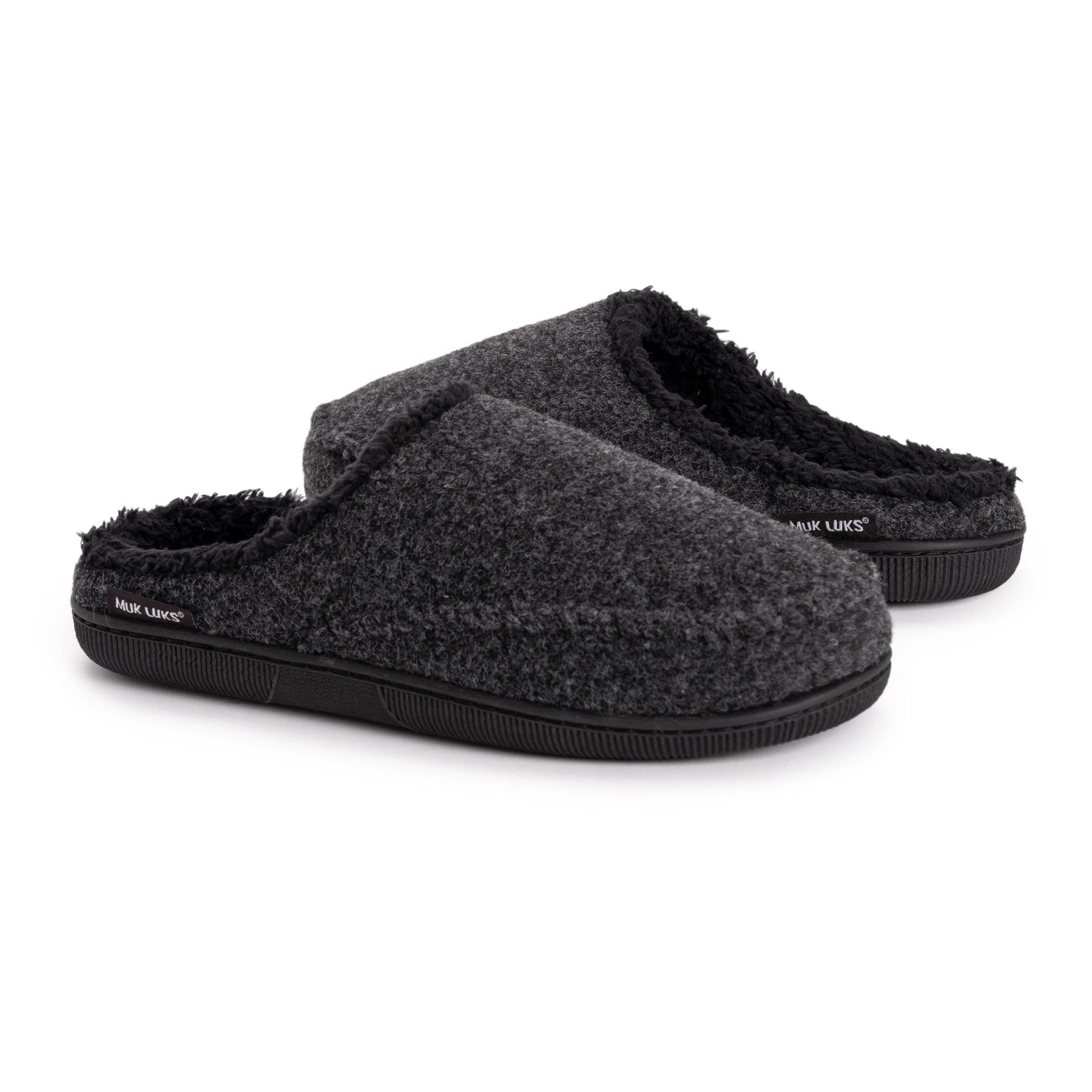 Black Muk Luks Men's Faux Wool Clog Slippers for wholesale on Faire1