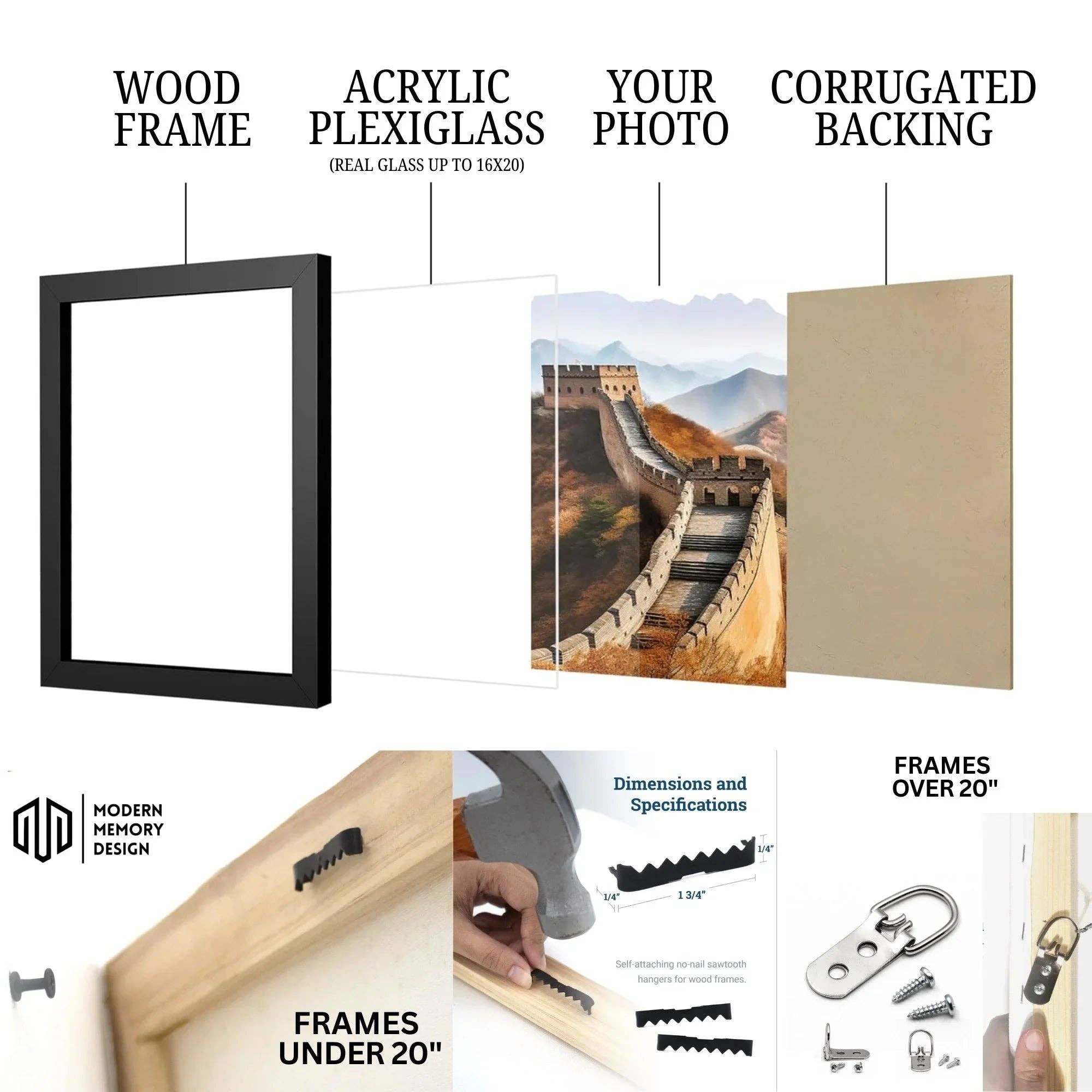 Modern Memory Design Picture Frames – wholesale Picture frame – Modern 14x44 White Picture Frame with Glass - Wood Photo Frame2